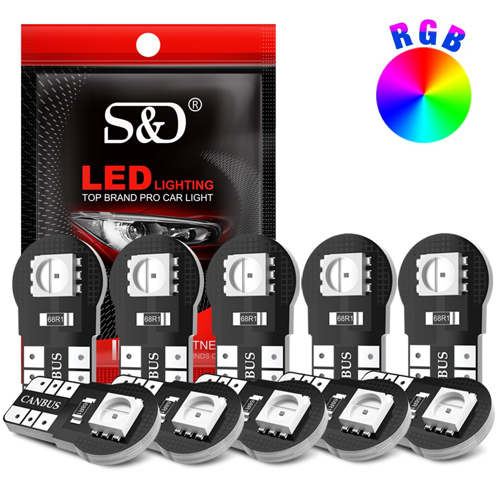 T10 W5W LED 5050 RGB Canbus 2SMD 5050 RGB  ڵ , ڵ ׸  ̼   б  12V, 10 